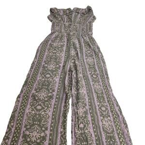 So Brand Green Purple Cream Crinkled Waist Sleeveless Jumper Women's Size XS